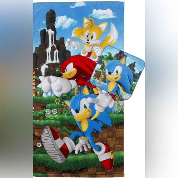 Sonic Kids Cotton 2 Piece Towel and Washcloth Set - Picture 1 of 7